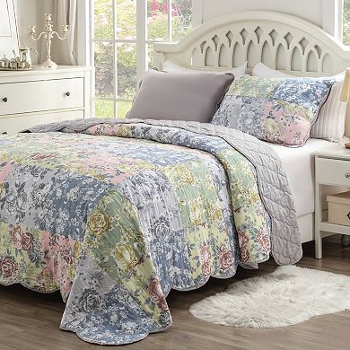 Greenland Home Emma Floral Patchwork Quilted Reversible Pillow Sham