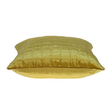 20" Yellow Transitional Quilted Pillow