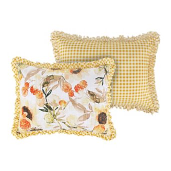 Greenland Home Somerset Ruffle-Trimmed Quilted Reversible Pillow Sham, Gold