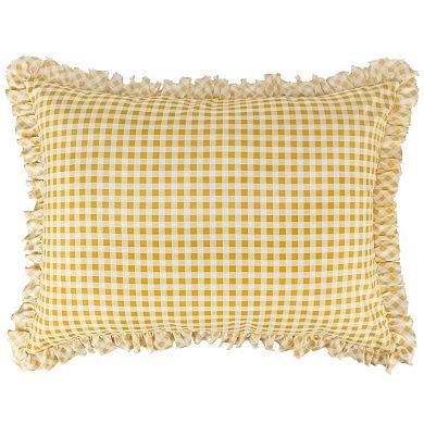Greenland Home Somerset Ruffle-Trimmed Quilted Reversible Pillow Sham, Gold