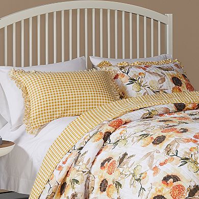Greenland Home Somerset Ruffle-Trimmed Quilted Reversible Pillow Sham, Gold