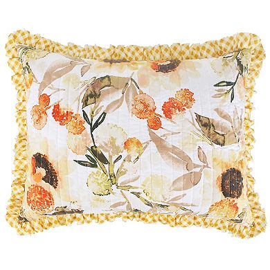 Greenland Home Somerset Ruffle-Trimmed Quilted Reversible Pillow Sham, Gold
