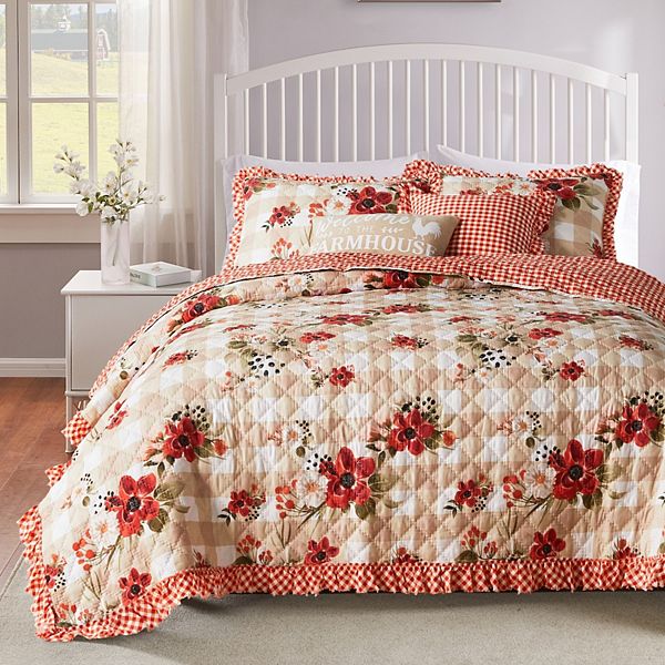 Greenland Home Wheatly Farmhouse Gingham Quilt Set
