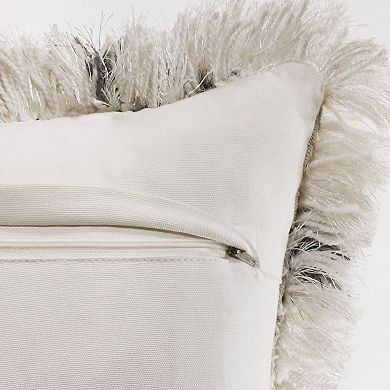 36" White and Black Diamond Criss Cross Handmade Rectangular Lumbar Pillow