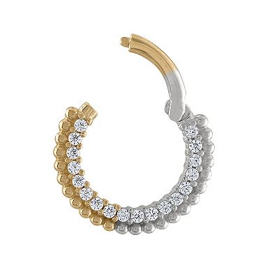 Amella Jewels Two Tone 14k Gold Cubic Zirconia Septum / Daith Ring