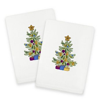 Linum Home Textiles Christmas Presents Embroidered Luxury Turkish Cotton Set of 2 Hand Towels