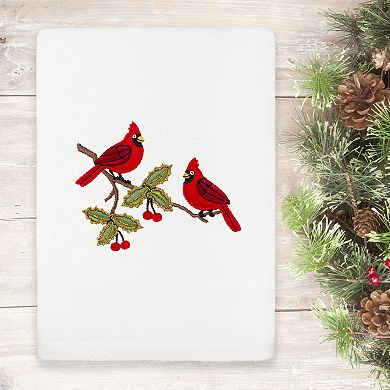 Linum Home Textiles Christmas Red Pair Embroidered Luxury Turkish Cotton Hand Towel