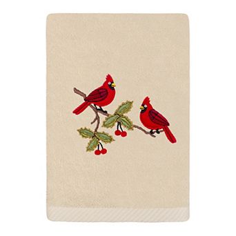 Linum Home Textiles Christmas Red Pair Embroidered Luxury Turkish Cotton Hand Towel