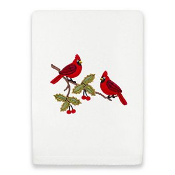 Linum Home Textiles Christmas Red Pair Embroidered Luxury Turkish Cotton Hand Towel