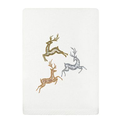 Linum Home Textiles Christmas Leaping Deer Embroidered Luxury Turkish Cotton Hand Towel
