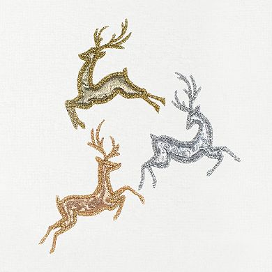 Linum Home Textiles Christmas Leaping Deer Embroidered Luxury Turkish Cotton Hand Towel