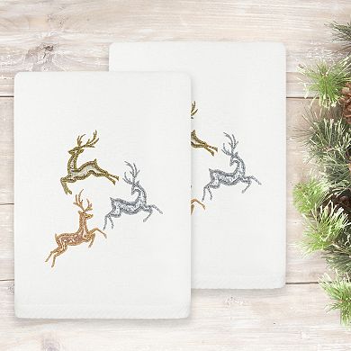 Linum Home Textiles Christmas Leaping Deer Embroidered Luxury Turkish Cotton Hand Towel