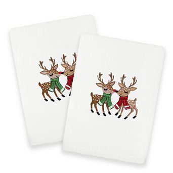 Linum Home Textiles Christmas Kisses Embroidered Luxury Turkish Cotton Hand Towel