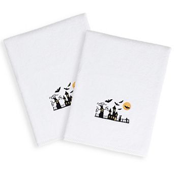 Linum Home Textiles Scary Halloween Embroidered Luxury Turkish Cotton Set of 2 Hand Towels
