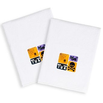 Linum Home Textiles Spooky Halloween Embroidered Luxury Turkish Cotton Set of 2 Hand Towels
