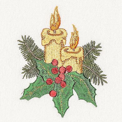 Linum Home Textiles Christmas Candles Embroidered Luxury Turkish Cotton Hand Towel