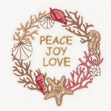 Linum Home Textiles Christmas "Peace Joy Love" Embroidered Luxury Turkish Cotton Hand Towel