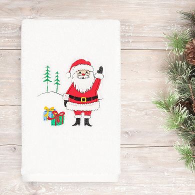Linum Home Textiles Christmas Santa Waving Embroidered Luxury Turkish Cotton Hand Towel
