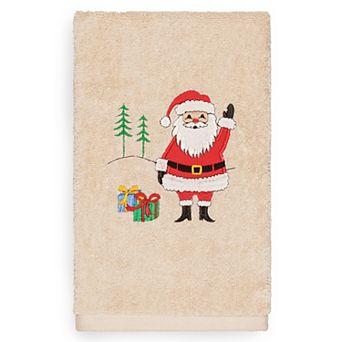 Linum Home Textiles Christmas Santa Waving Embroidered Luxury Turkish Cotton Hand Towel
