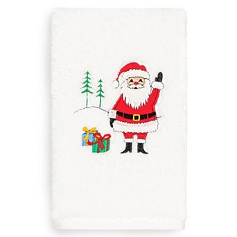 Linum Home Textiles Christmas Santa Waving Embroidered Luxury Turkish Cotton Hand Towel