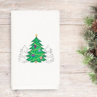 Linum Home Textiles Christmas Three Trees Embroidered Luxury Turkish Cotton Hand Towel