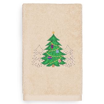 Linum Home Textiles Christmas Three Trees Embroidered Luxury Turkish Cotton Hand Towel