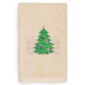 Linum Home Textiles Christmas Three Trees Embroidered Luxury Turkish Cotton Hand Towel