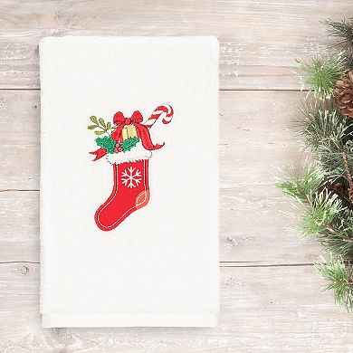 Linum Home Textiles Christmas Stocking Embroidered Luxury Turkish Cotton Hand Towel