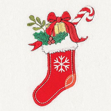 Linum Home Textiles Christmas Stocking Embroidered Luxury Turkish Cotton Hand Towel