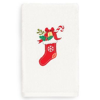 Linum Home Textiles Christmas Stocking Embroidered Luxury Turkish Cotton Hand Towel