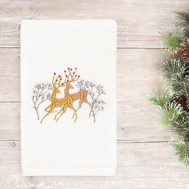 Linum Home Textiles Christmas Deer Pair Embroidered Luxury Turkish Cotton Hand Towel
