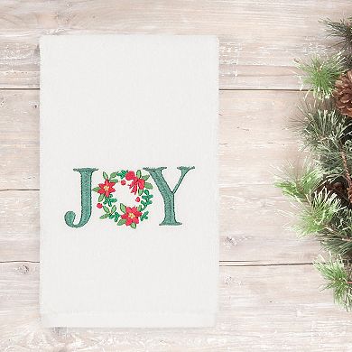 Linum Home Textiles Christmas Joy Embroidered Luxury Turkish Cotton Hand Towel