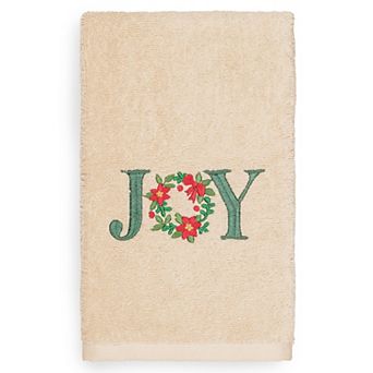 Linum Home Textiles Christmas Joy Embroidered Luxury Turkish Cotton Hand Towel