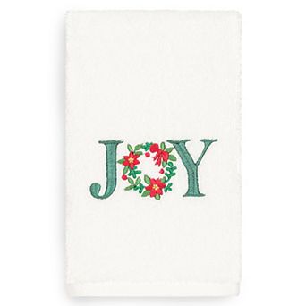 Linum Home Textiles Christmas Joy Embroidered Luxury Turkish Cotton Hand Towel