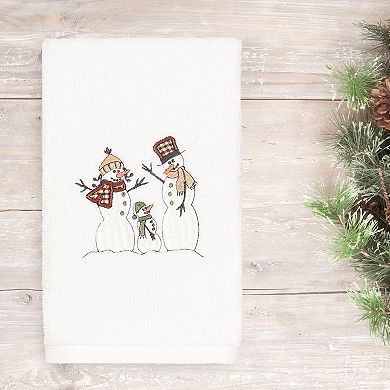 Linum Home Textiles Christmas Snow Family Embroidered Luxury Turkish Cotton Hand Towel