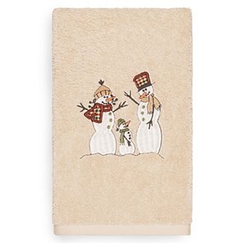 Linum Home Textiles Christmas Snow Family Embroidered Luxury Turkish Cotton Hand Towel