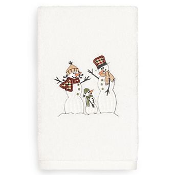 Linum Home Textiles Christmas Snow Family Embroidered Luxury Turkish Cotton Hand Towel