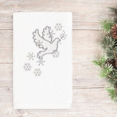 Linum Home Textiles Christmas Dove Embroidered Luxury Turkish Cotton Hand Towel