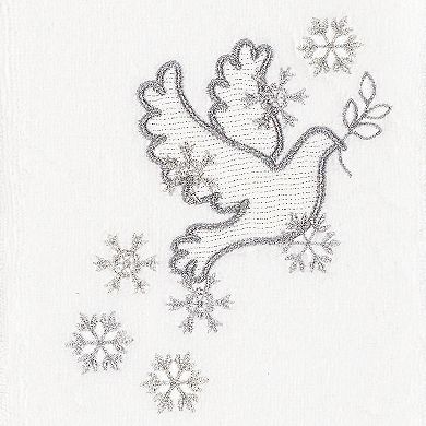 Linum Home Textiles Christmas Dove Embroidered Luxury Turkish Cotton Hand Towel