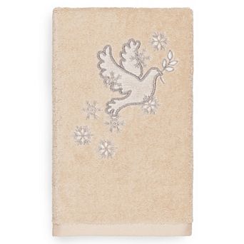 Linum Home Textiles Christmas Dove Embroidered Luxury Turkish Cotton Hand Towel