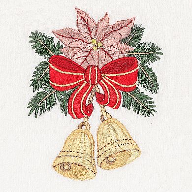 Linum Home Textiles Christmas Bells Embroidered Luxury Turkish Cotton Hand Towel