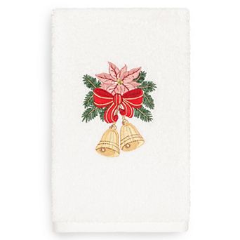 Linum Home Textiles Christmas Bells Embroidered Luxury Turkish Cotton Hand Towel