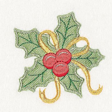 Linum Home Textiles Christmas Holly Bunch Embroidered Luxury Turkish Cotton Hand Towel