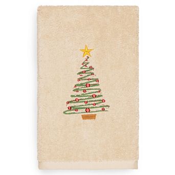 Linum Home Textiles Christmas Tree Embroidered Luxury Turkish Cotton Hand Towel