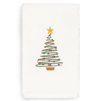 Linum Home Textiles Christmas Tree Embroidered Luxury Turkish Cotton Hand Towel