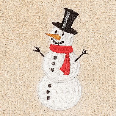 Linum Home Textiles Snowman Embroidered Luxury Turkish Cotton Hand Towel