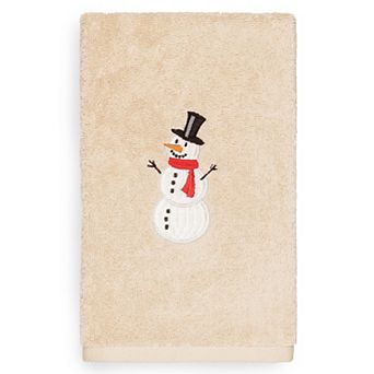 Linum Home Textiles Snowman Embroidered Luxury Turkish Cotton Hand Towel