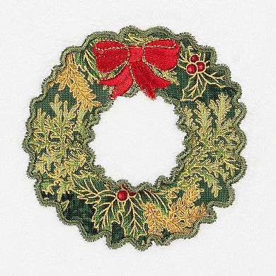 Linum Home Textiles Christmas Wreath Embroidered Luxury Turkish Cotton Hand Towel