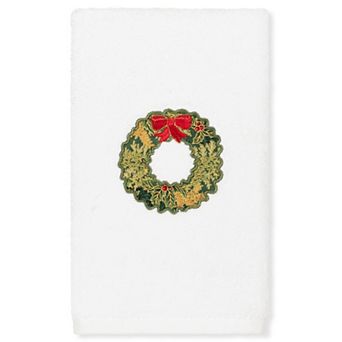 Linum Home Textiles Christmas Wreath Embroidered Luxury Turkish Cotton Hand Towel