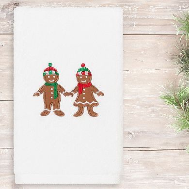 Linum Home Textiles Christmas Gingerbread Embroidered Luxury Turkish Cotton Hand Towel